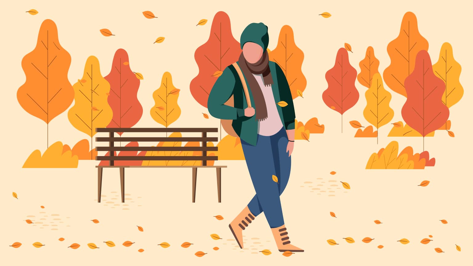 person walking in an autumn landscape